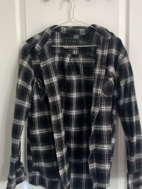 Jachs Black and Gray Plaid Flannel Shirt